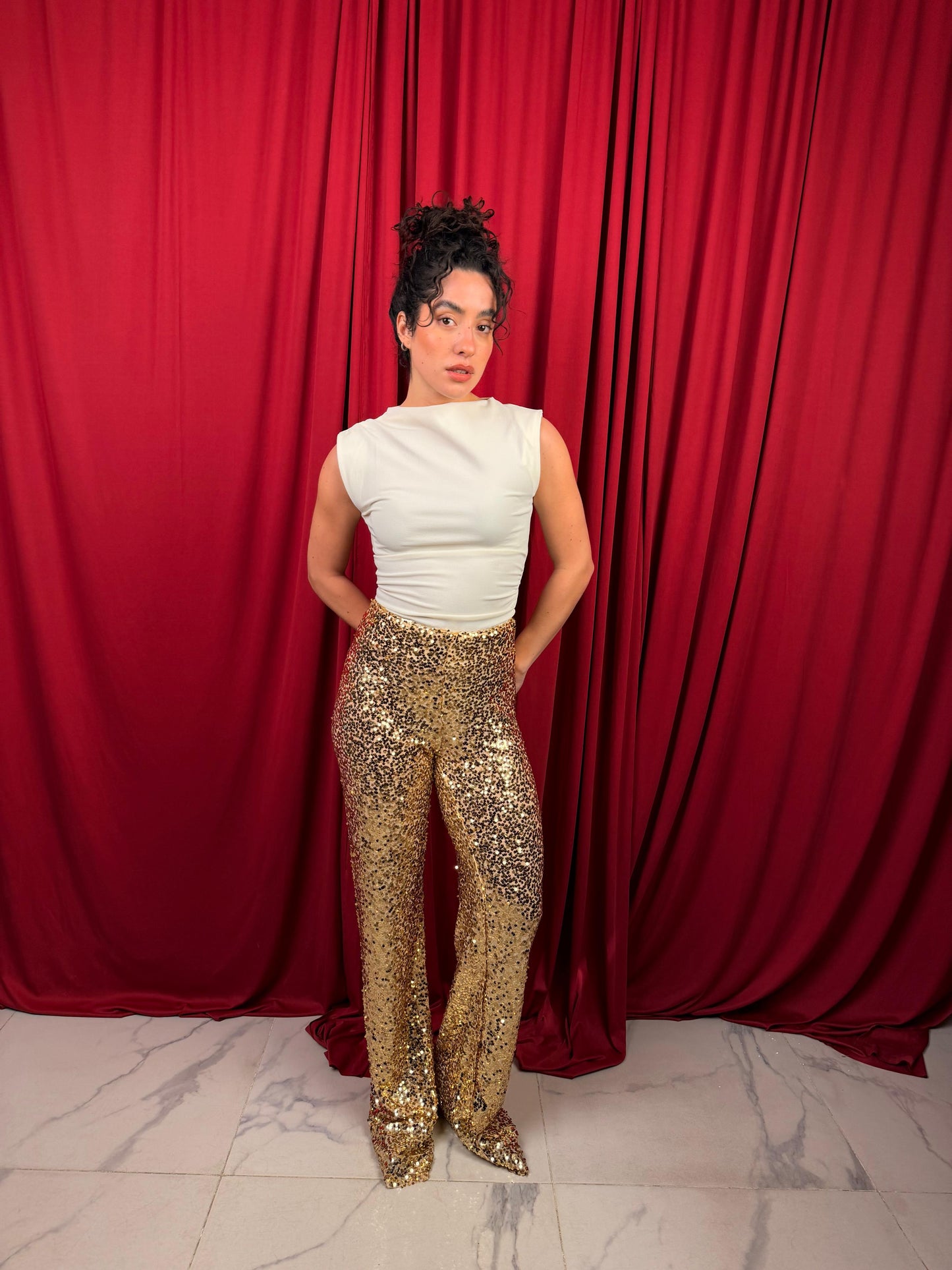 Gold glitter pants