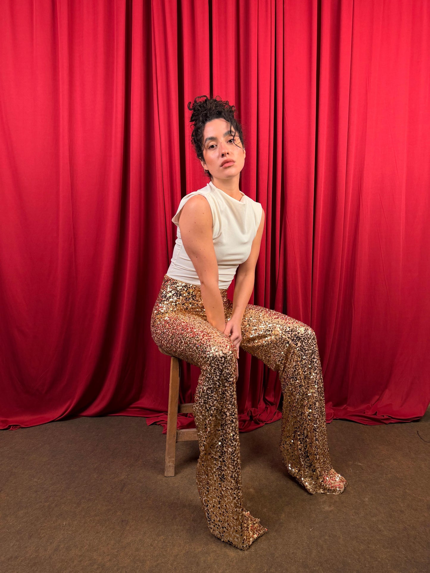 Gold glitter pants