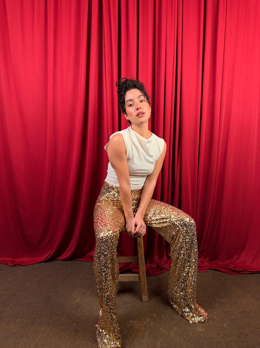 Gold glitter pants