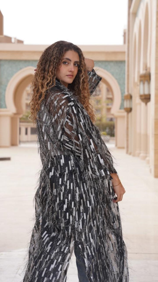 Silver Kimono Feathers in Black