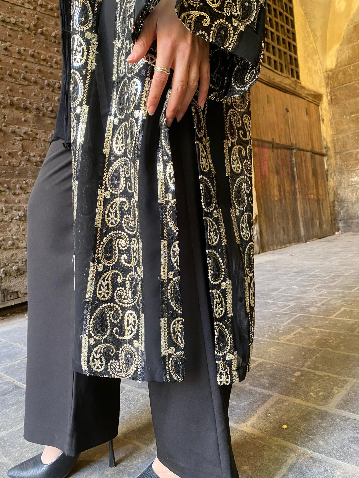 Gold Kimono in Black