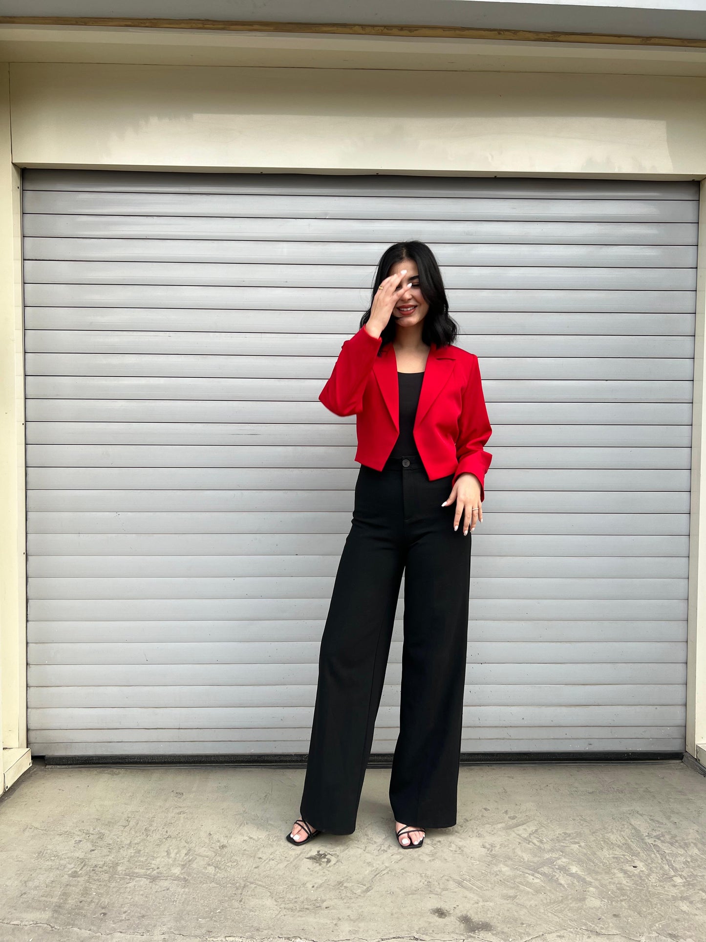 Red Crop Blazer