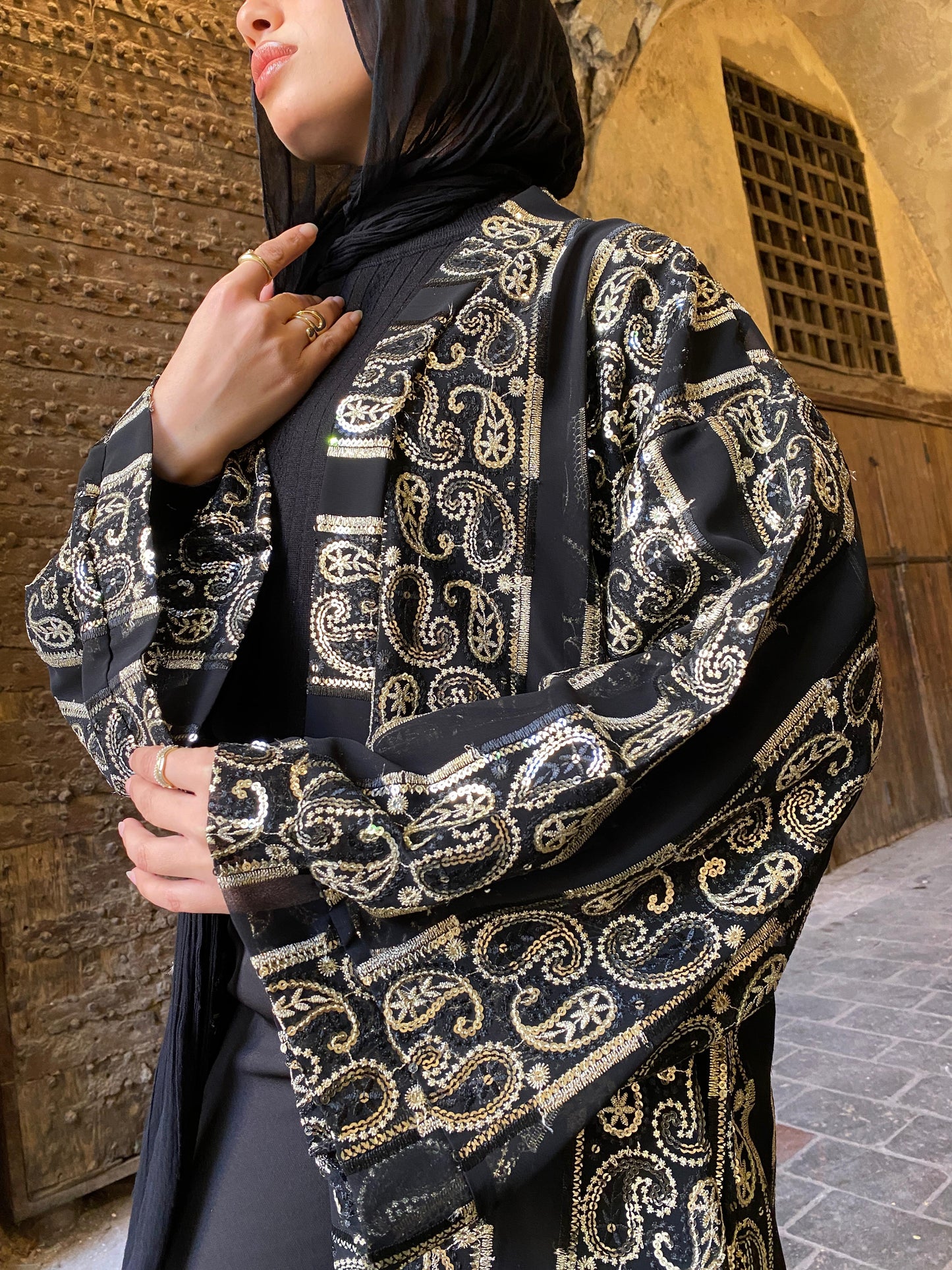 Gold Kimono in Black