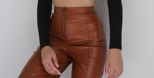 Cognac Brown leather Pants